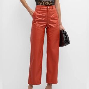 Koche Wide-Leg Paneled Faux-Leather Pants Sz M